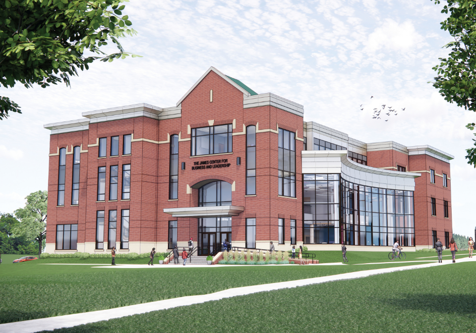 rendering of the james center for business and leadership