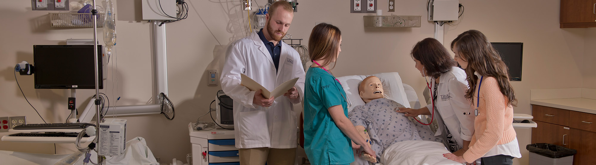 Students and patients in a lab