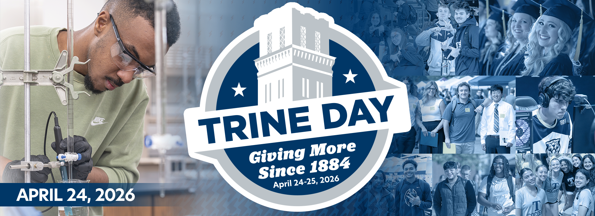 photo collage of students enjoying student life at trine