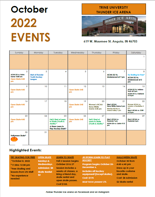 event schedule