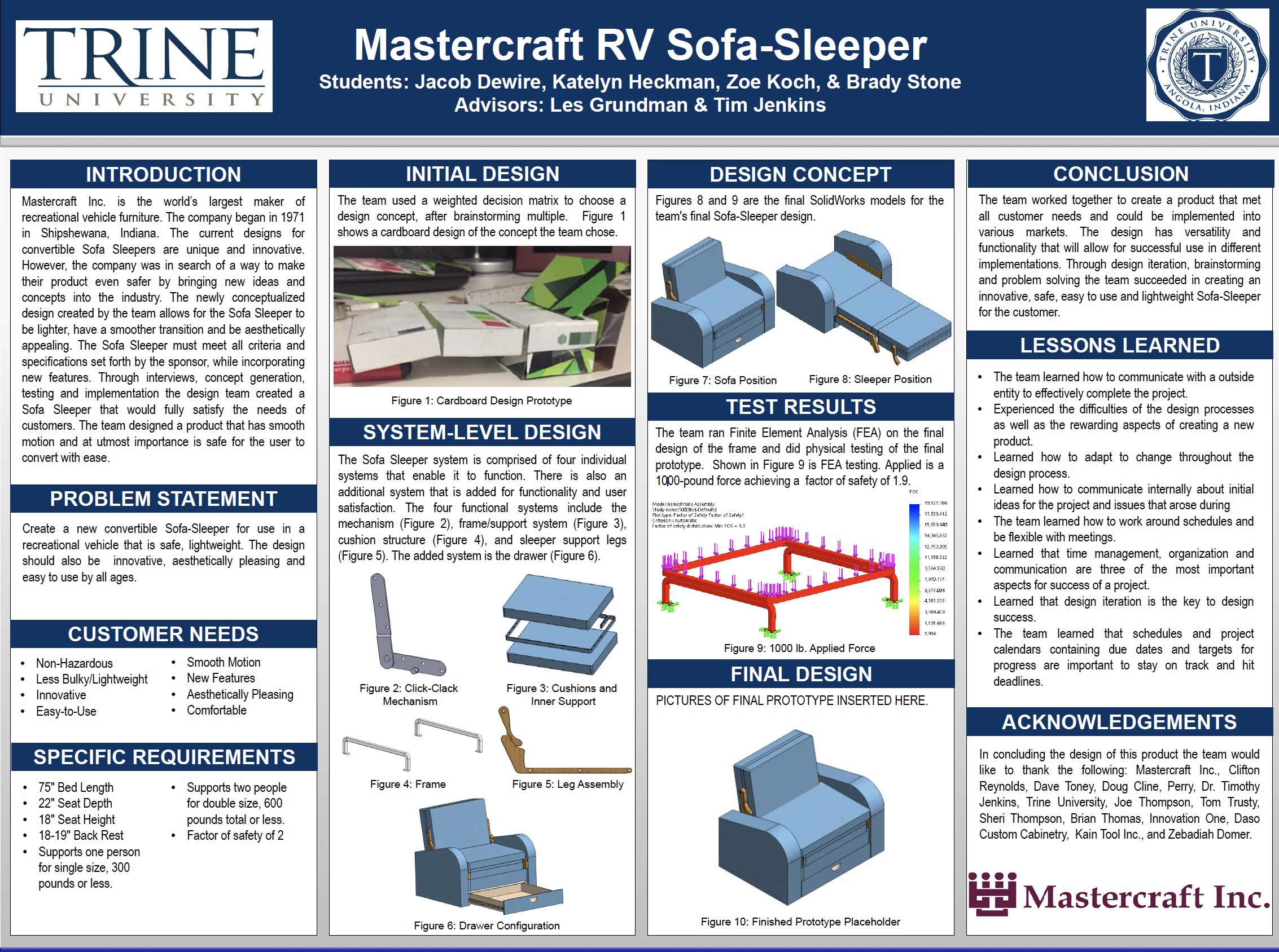 Mastercraft rv sofa-sleeper Poster