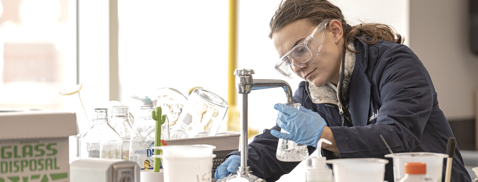 Student working in chemistry lab