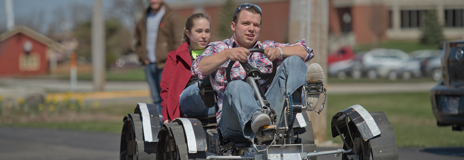 Students testing rover