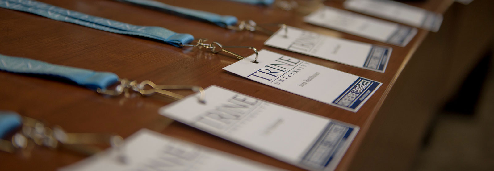 Lanyards on table