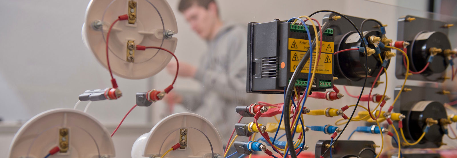 Student in electrical engineering lab