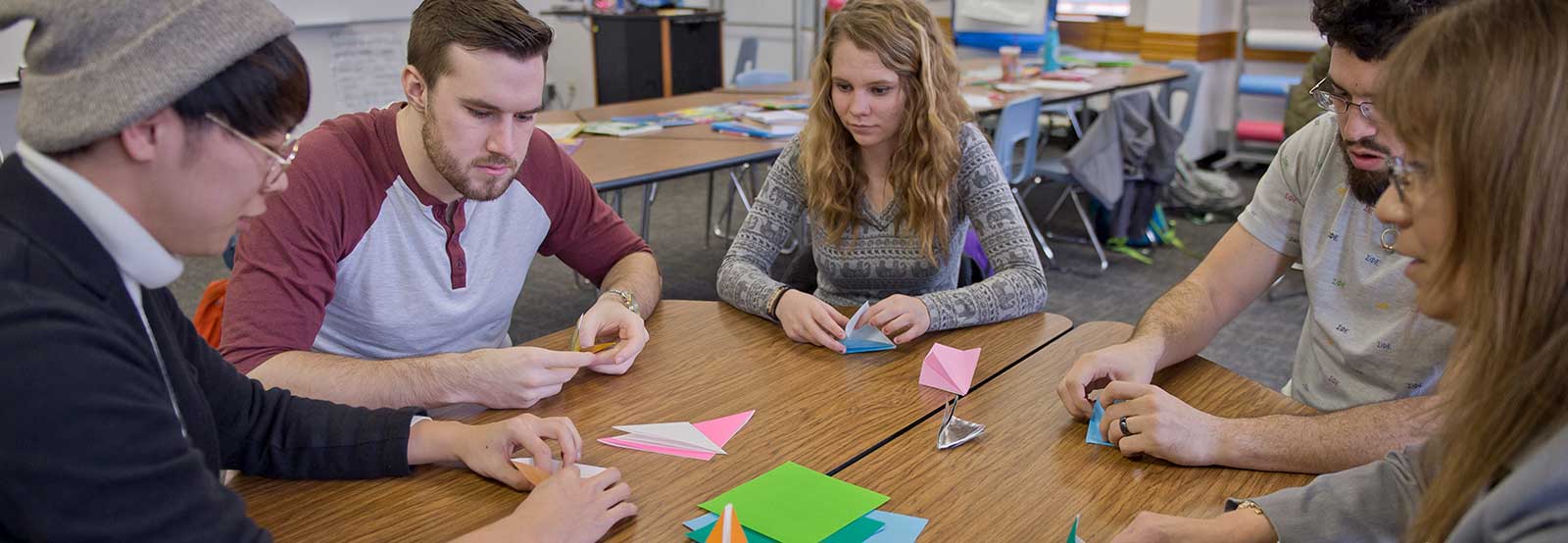 Education students working on cranes