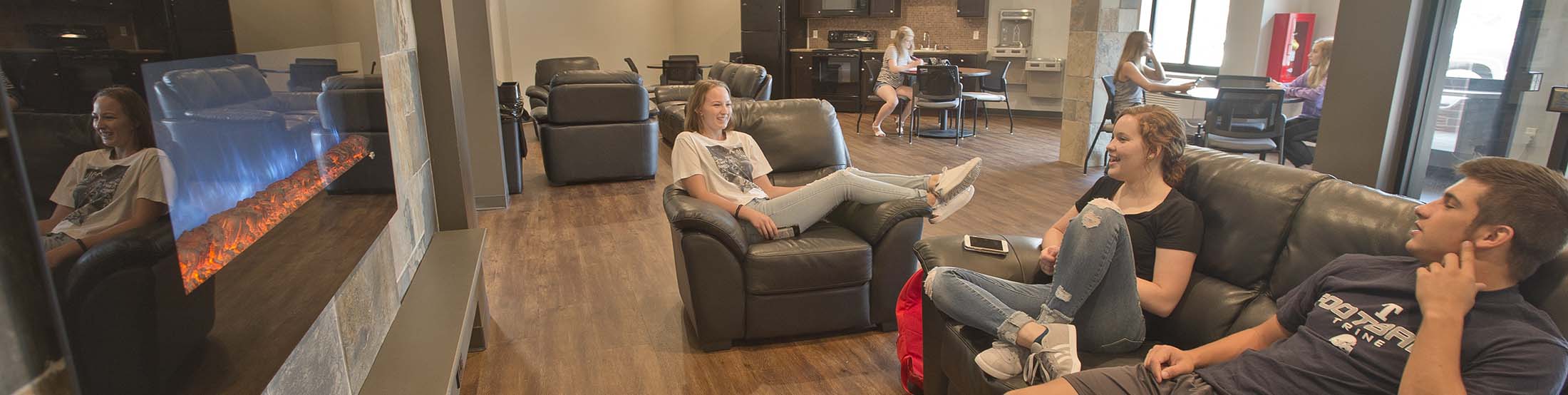 Students playing games in the lounge