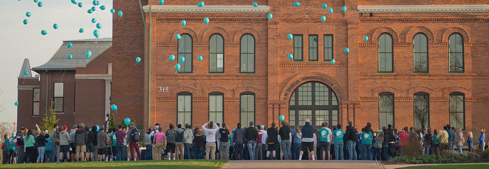 Students launching balloons