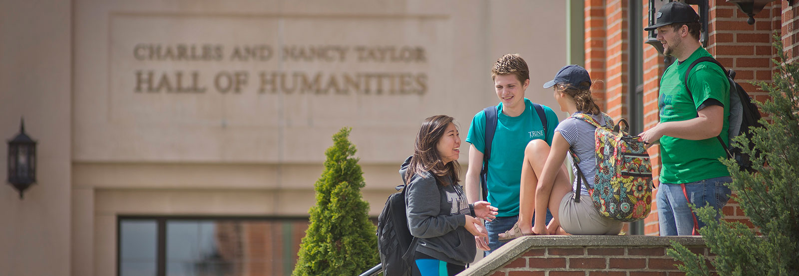 Group of students standing on Sponsel Steps