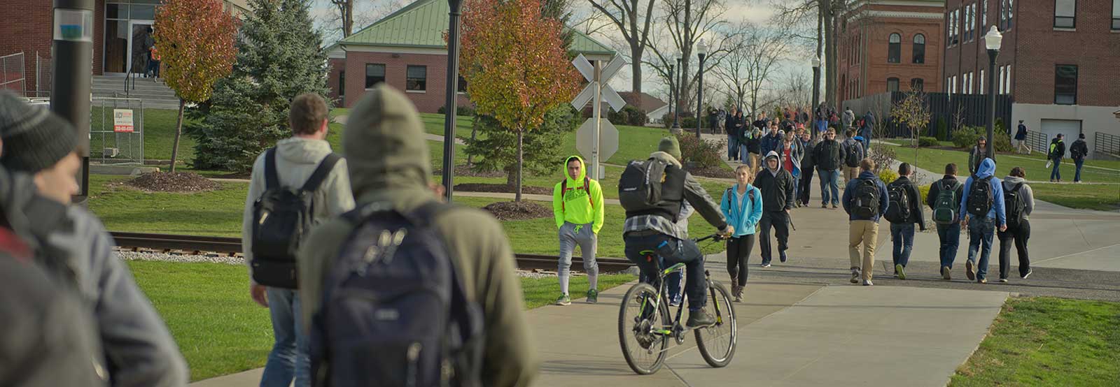 Students at railroad crossing