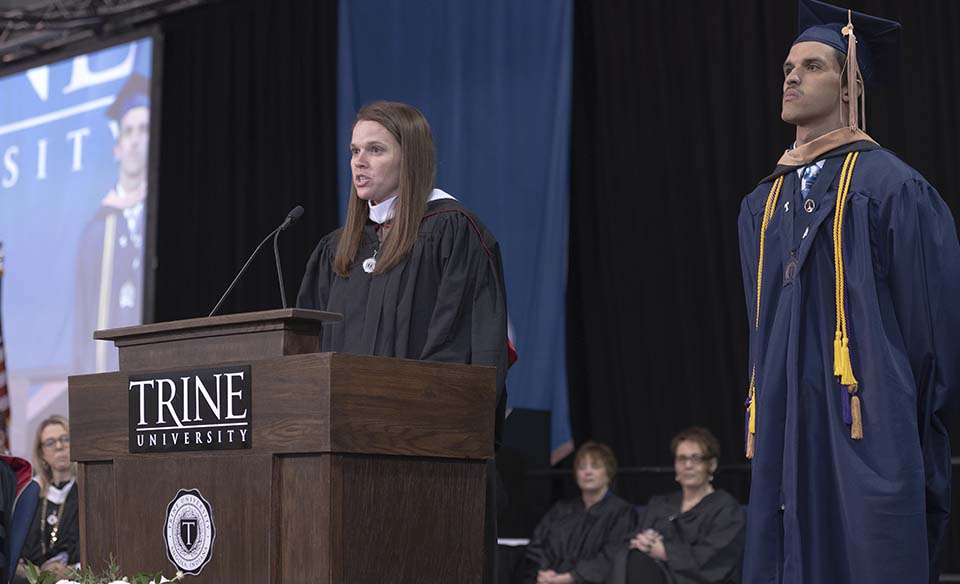 Shake hands, breathe deep, smile Trine’s largest graduating class gets