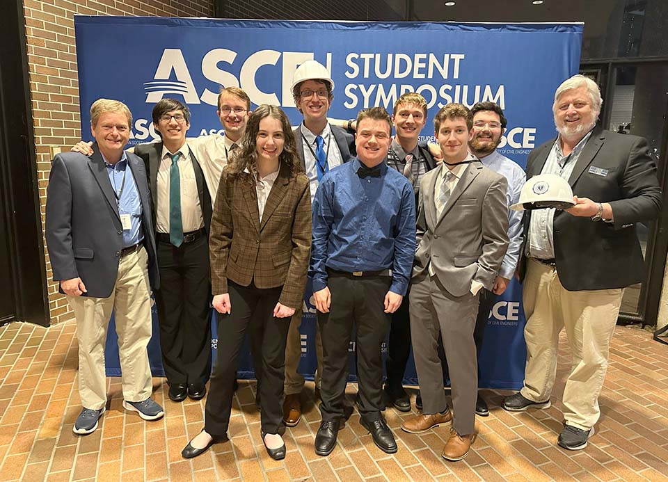 Civil engineering students and faculty at ASCE