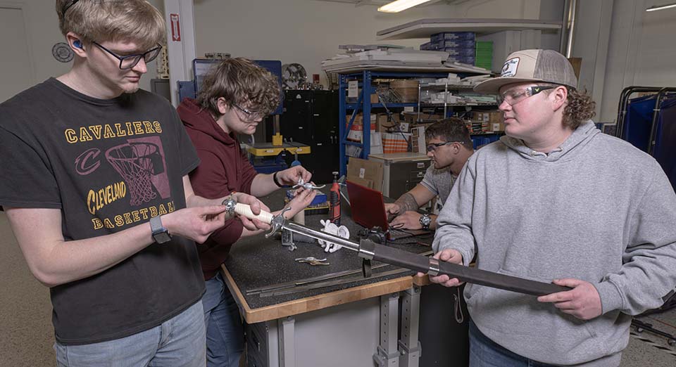 Students with replica sword