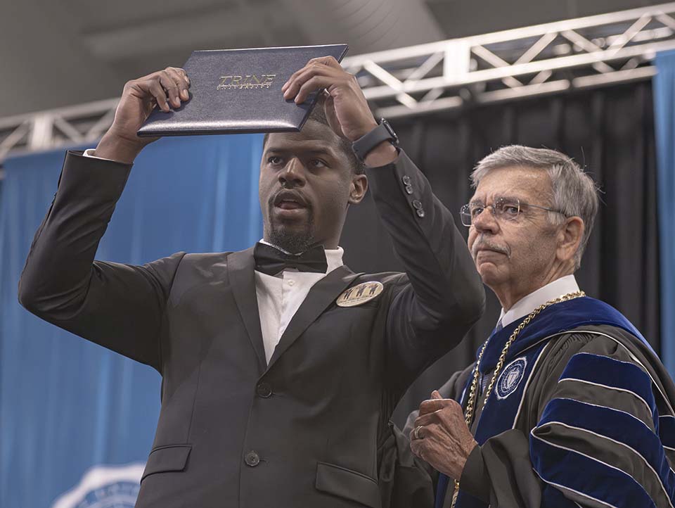 Cortez Garland with Fred Garland's posthumous degree