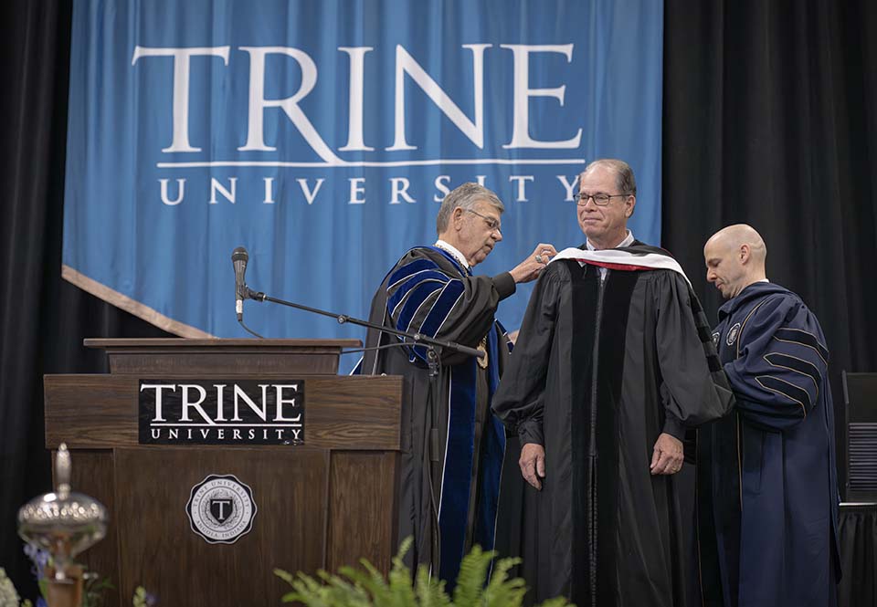 Indiana Gov. Mike Braun receiving honorary doctor hood
