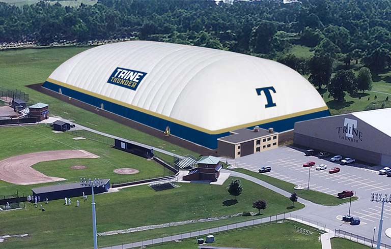 Rendering of inflatable dome on Trine University campus