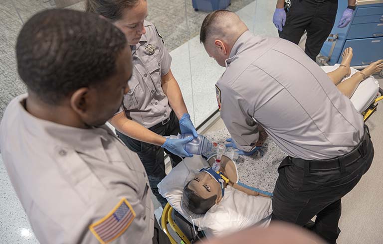Fort Wayne Fire Department training at Brooks College of Health Professions