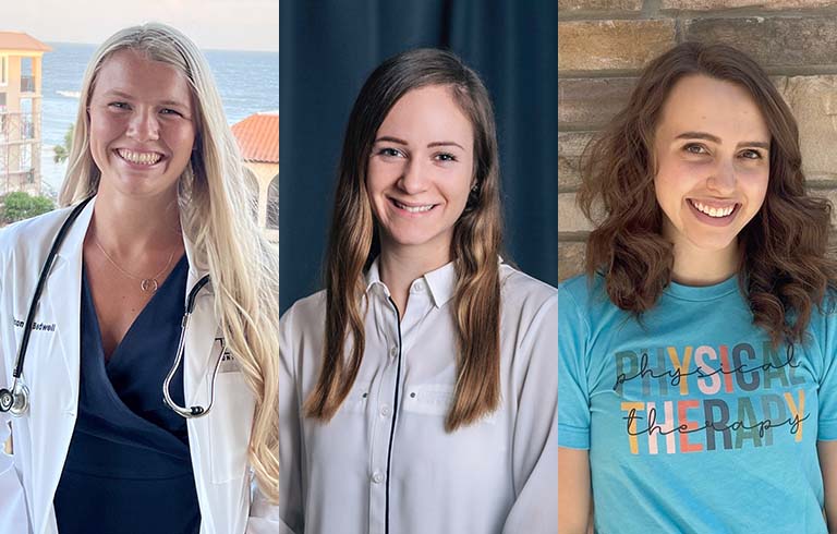 Three students who earned perfect scores on the NPTE exam