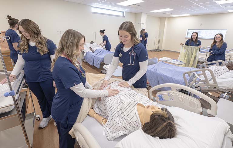 Trine University nursing students at Cameron Hospital
