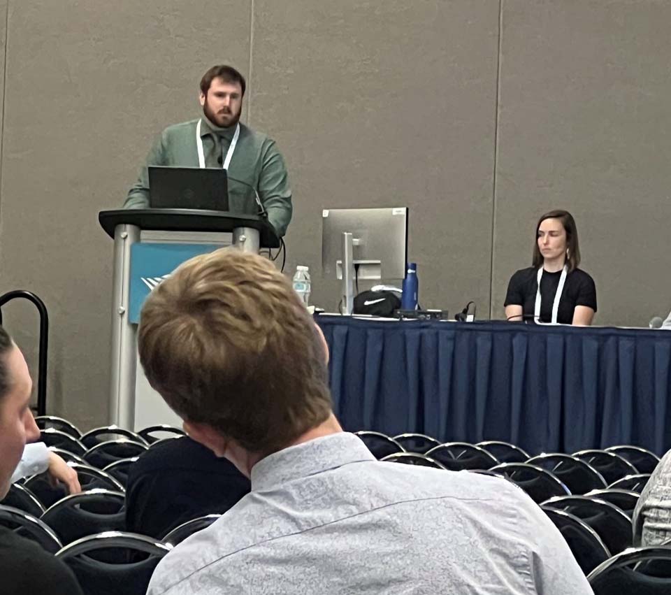 Trine DPT student Charles Dunavan speaking to crowd