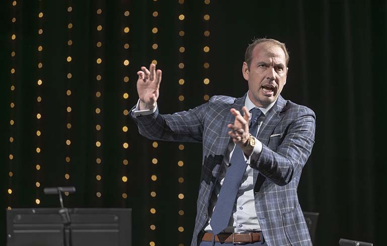 Indianapolis Colts Head Coach Shane Steichen speaks at the Gala