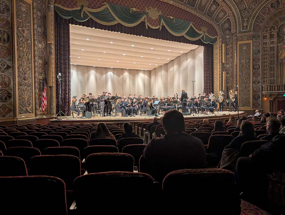 Band performing on the stage of the Embassy Theatre