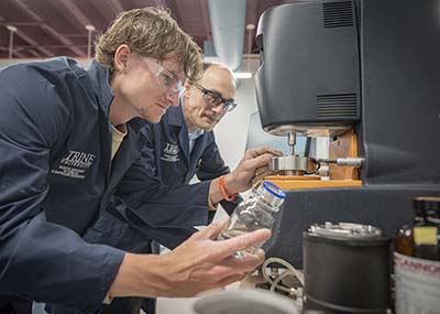 Jacob Bilby and Dr. Matthew Liberatore conducting research 
