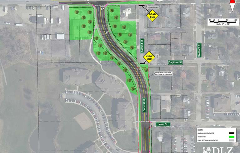 Maps view of new west entrance to Trine University