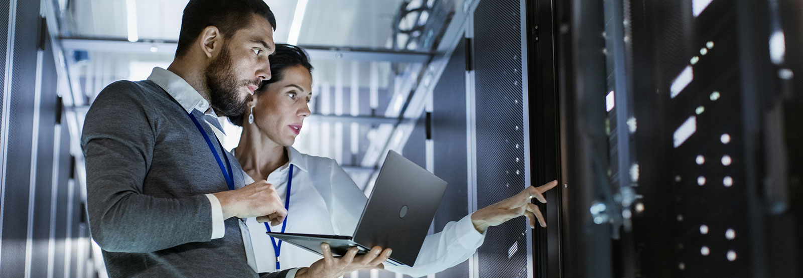 two people in server room