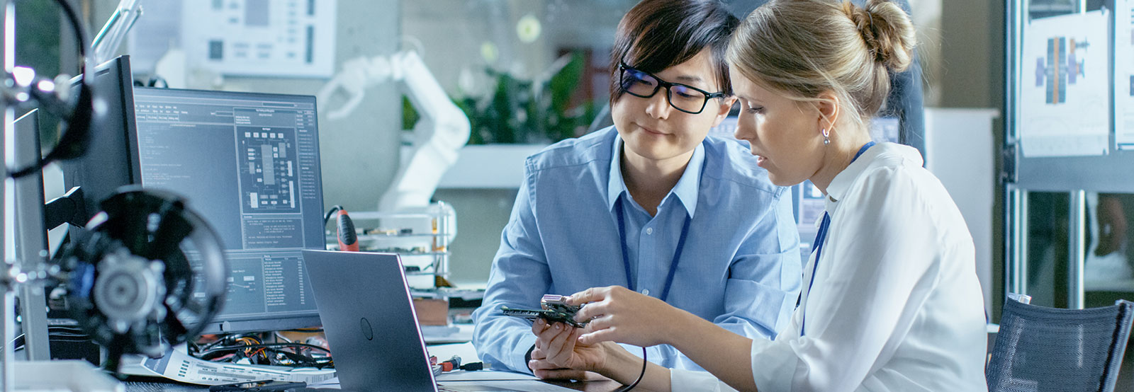 two women working on project