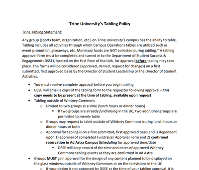 tabling policy